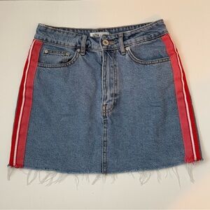 Zara Authentic Denim by TRF Skirt Small Red White Stripes Detail